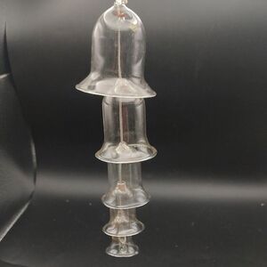 Vintage Christmas Clear Glass Dangling Bell Wind Chime 7 Inches EUC